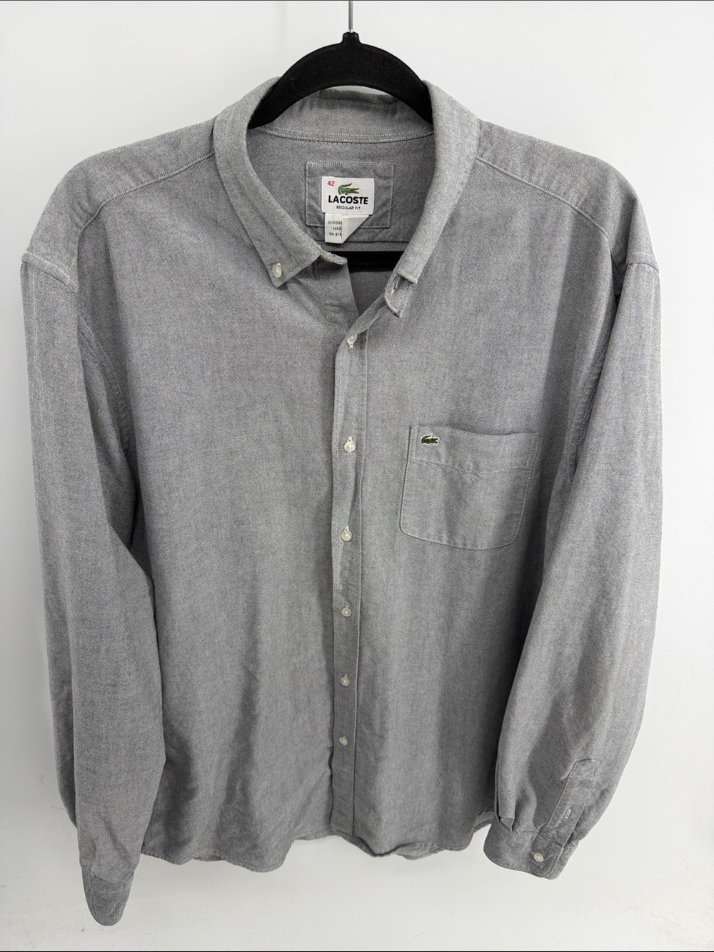Lacoste Regular Fit 100% cotton long sleeve dress shirt sz 42